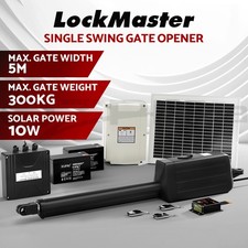 LockMaster Single Swing Gate Opener 10W Solar Power Automatic Electric