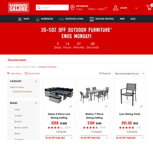 30-50% off Outdoor Furniture* @Barbeques Galore