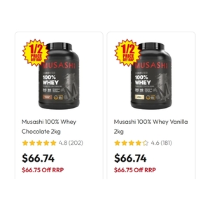Musashi 100% Whey Protein Chocolate or Vanilla 2kg $66.74 + Delivery ($0 C&C/ In-Store) @ Chemist Warehouse