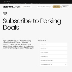 Subscribe to Newsletter to Receive 10% off ($50 Min Spend) @ Melbourne Airport