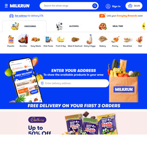 $30 Off Minimum $60 Grocery or Alcohol Order + $5 Delivery @MILKRUN