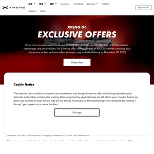 Xpeng G6:5 Years Free Servicing, $3,000 Cashback or 2.88% Finance. Plus More