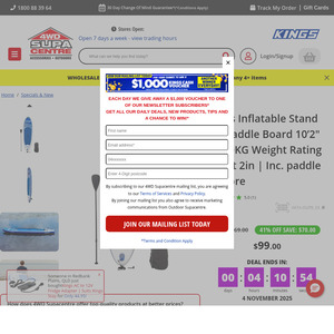 Kings Inflatable Stand up Paddle Board 10'2" $99