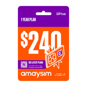 amaysim: 12-Month SIM/eSIM with 220GB $175 (Stack with $40 Cashback @ TopCashback AU)