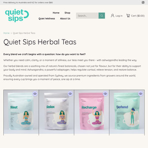 Quiet Sips Herbal Tea 80g $22.50 Each (25% off) & Free Shipping Over $45 @ Quiet Sips