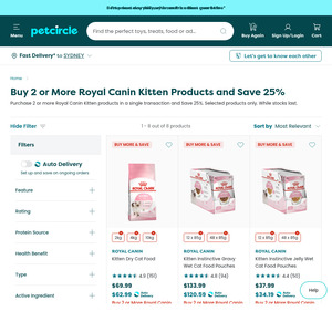 Royal Canin Kitten 25% off (Buy 2+) + 10% Auto Delivery + $20 New Account Code (Free Next-Day Delivery $49+) @ Pet Circle