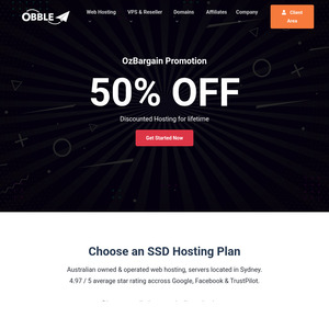50% off Australian SSD Web Hosting (Recurring Lifetime Discount) - from $3.48/Month @ Obble Hosting