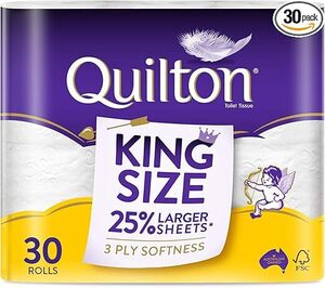 Quilton 3-Ply King Size Unscented Toilet Tissue (30 Rolls) $20 ($18 S&S) + Delivery ($0 with Prime/ $59 Spend) @ Amazon AU