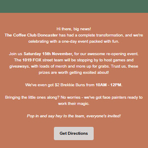 $2 Brekkie Bun, 15/11 @ The Coffee Club (Doncaster)