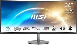 MSI PRO MP341CQ 34" UltraWide Business Monitor, 3440x1440 @ 100hz Curved VA $299 Delivered @ Amazon Au