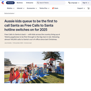 Free Calls to Santa from Telstra Payphones + Kid-Sized Payphones (Selected Locations) @ Telstra
