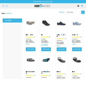 Xero shoes - 25% off sitewide, up to 50% off on sale items - eg HFS, normally $229, currently $129