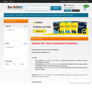 Norton 360 Deluxe 3 Devices 1yr $28 ($8 after $20 CashBack), Small Biz 6 Devices 1 Yr $48 ($8 after $40 CashBack) @ SaveOnIT