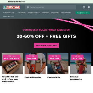 Up to 60% off on First Aid Kits, 50% First Aid Bundles, 60% First Aid Accessories + Shipping @ Survival Emergency Solutions