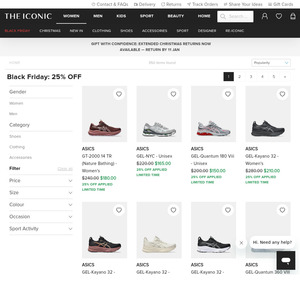 ASICS 25% off + Delivery ($75 Spend) @ The Iconic