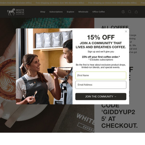 25% off Coffee + $9.95 Shipping @ White Horse Coffee