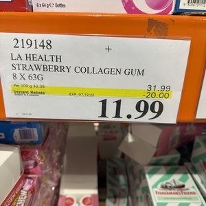 LA Health Strawberry Collagen Gum 8x 63G $11.99 @ Costco Casuarina WA (Membership Required)