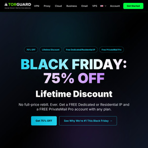 TorGuard VPN Black Friday Sale: 75% off: (~A$25.50/Yr), (~A$4.25/M) + Free Residential IP