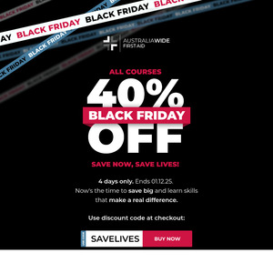 40% All Courses @ Australia Wide First Aid (First Aid, CPR, Mental Health, and More)