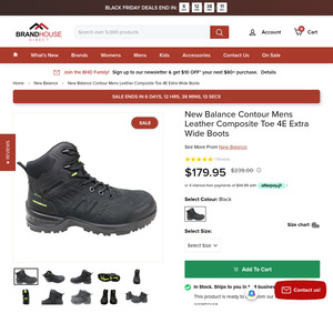 New Balance Contour Mens Leather Composite Toe 4E Extra Wide Boots $59.95 + Shipping @ Brand House Direct