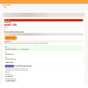 45% off Plus Extra 20% off Emma Luxe Plus Mattress - King Size $1003.20 + Free Shipping @Emma Sleep