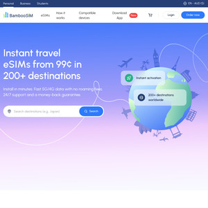 30% off Travel eSIMs for Japan, Europe, USA, Thailand & 200+ Destinations with Code OZB30 @ BambooSIM (eSIMs from ~A$1.06)