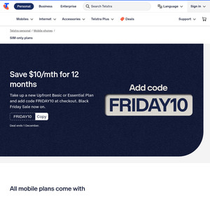 Telstra Black Friday Discounts on up Front Plans - Get Discount Applied to Existing Plan