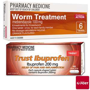 6x Worm Treatment Tablets + 48x Ibuprofen 200mg $6.99 Delivered @ PharmacySavings