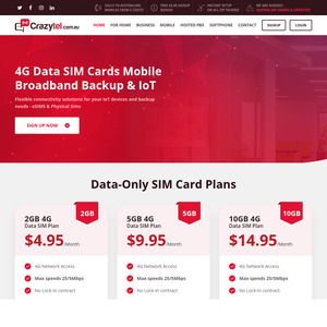 2GB Data SIM Plan $4.95/Month @ Crazytel
