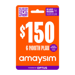 amaysim 6-Month 150GB Prepaid SIM/eSIM Plan $109 (Was $150) + $35 Cashback via TopCashback AU @ amaysim