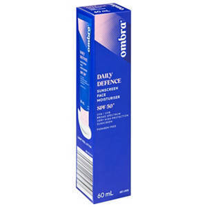 OMBRA Daily Defence Face Moisturiser Sunscreen Untinted or Medium Tint SPF50+ (New 2025 Formula) 60ml $4.99 @ Aldi