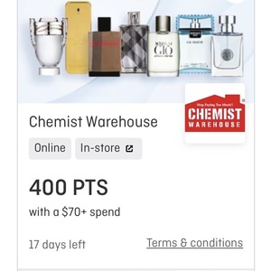 400 Qantas Points $70 Spend Chemist Warehouse