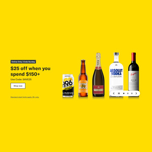 Liquorland Save $25 on $150 Spend Online Only + Del or Free C&C