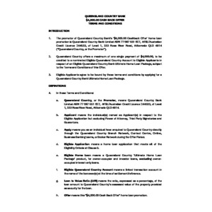 Queensland Country Bank Refinance Cashback $4000, min loan $300,000 Ultimate Home Loan Package $395 Annual Fee OO 5.19% pa