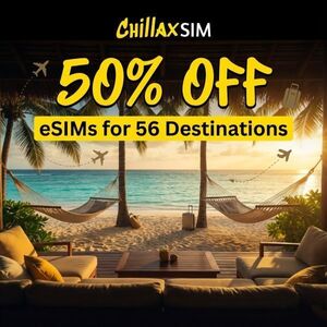 Travel eSIMs - 10GB 30Days Korea/Malaysia $8, China/USA/Europe $13, Japan $14 + 56 Countries @ ChillaxSIM