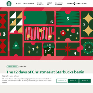12 Days of Christmas Offers @ Starbucks (Membership Required)