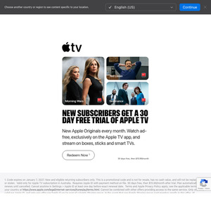 1 Month Free Apple TV+ for New and Eligible Returning Subscribers @ Apple