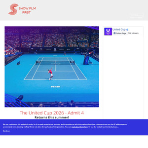 [NSW, WA] 2 or 4 Free Tickets to Select Matches at The United Cup 2026 + $6 Per Ticket Booking Fee