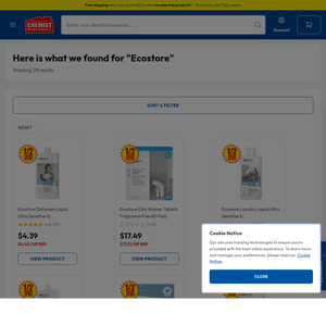 50% off RRP Ecostore Laundry Liquid & Powder, Dishwash Liquid & Tablets, Cleaner + Del ($0 C&C/ in-Store) @ Chemist Warehouse