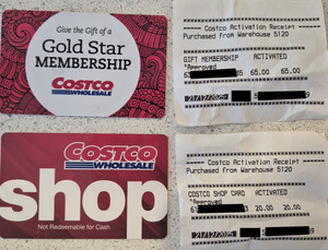 $20 Costco gift card with $65 membership gift card