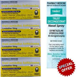 400x Trust Loratadine 10mg + 200 Spray Dose Nasal Decongestant $49.99 Delivered @PharmacySavings