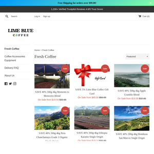 1kg $33.48 Save 40% Freshly Roasted Coffee + Save 5% Gift Card + Del ($0 w/ $99 Order, C&C, Delayed Disp Opt) @ Lime Blue Coffee