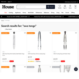 House - OXO tongs - e,g. OXO 9 Locking Tongs with Nylon Head $12.99 + delivery $0 click and collect