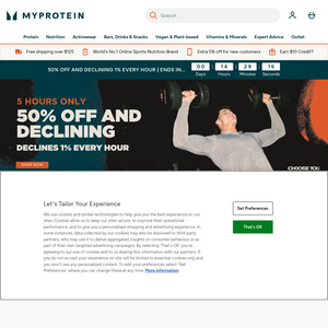 Myprotein Declining discount 49% to 45% off