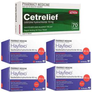 280x Dr Reddys Hayfexo + 70x Pharmacy Action Cetirizine 10mg $54.99 Delivered @PharmacySavings