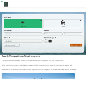 15% off Travel Insurance @ Tick Travel Insurance