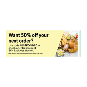 50% off Your Next Order ($10 Max Discount, Excludes Alcohol, Fees Apply) @ DoorDash