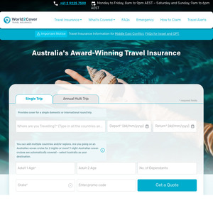 25% off Travel Insurance @ World2Cover