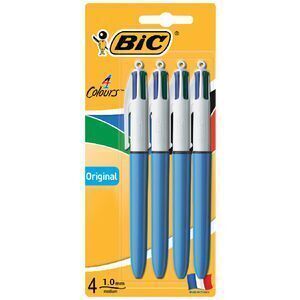 BIC 4 Colours Retractable Ballpoint Pens 1mm 4 Pack $6 + Delivery ($0 OnePass / C&C / in-Store) @ Officeworks