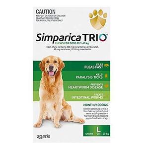 Simparica Trio for Large Dogs 20.1-40 kg (Green) 6-Pack $83.44 + Delivery ($0 with Prime/ $59 Spend) @ Amazon AU